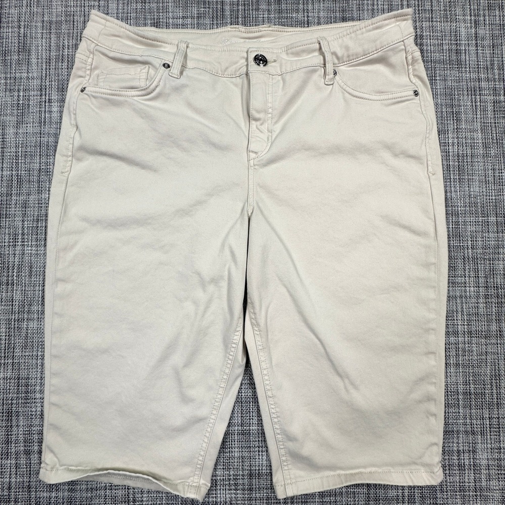 Tommy Bahama Boracay Beach Boardwalk Shorts Womens 16 Cream High Rise Stretch